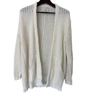 Brochu Walker Cream Ivory Gales Cardigan Chunky Knit Open Front‎ Size Medium